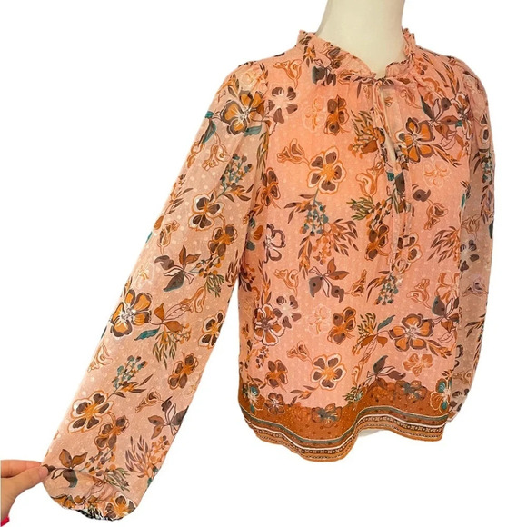 Joie Boho Peasant Floral Long Sleeve Top Blouse Women's Size Small - Picture 5 of 10
